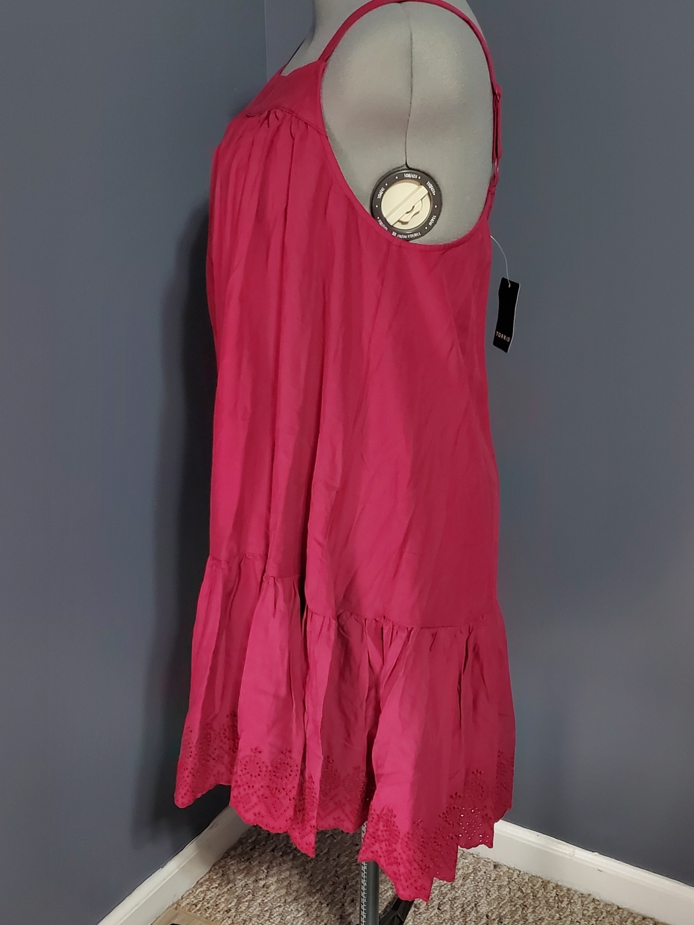 NWT Torrid Dark Mauve Pink Eyelet-Hem Mini Dress Babydoll Top Women's Size 10 - Picture 3 of 9